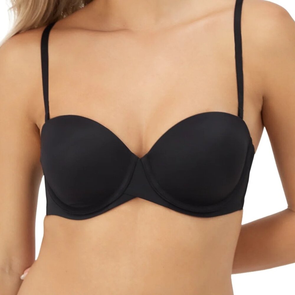Maidenform Women's Stay Put Strapless Push Up Underwire Bra Black BNWT 38D